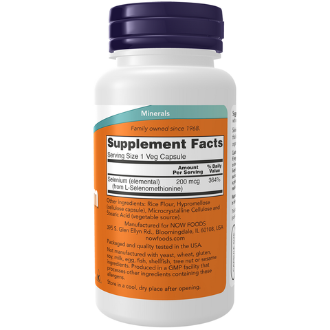 Selénio 200 mcg NOW Foods – 90 cápsulas vegetais – imagem 2