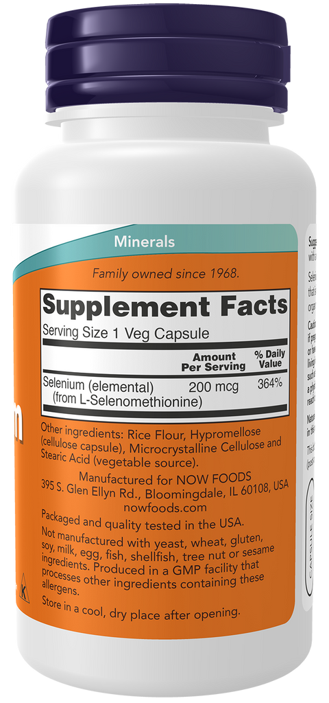 Selénio 200 mcg NOW Foods – 90 cápsulas vegetais – imagem 2