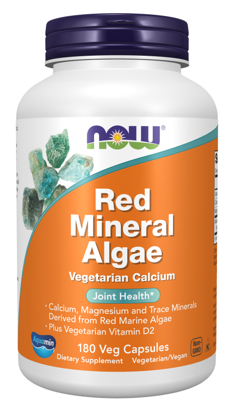 Cálcio de algas marinhas Red Mineral Algae NOW Foods – 180 cápsulas vegetais