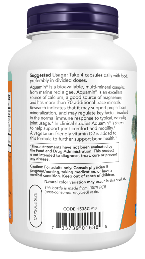 Cálcio de algas marinhas Red Mineral Algae NOW Foods – 180 cápsulas vegetais – imagem 3