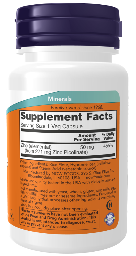 Zinc Picolonate 50mg 60caps Now Foods