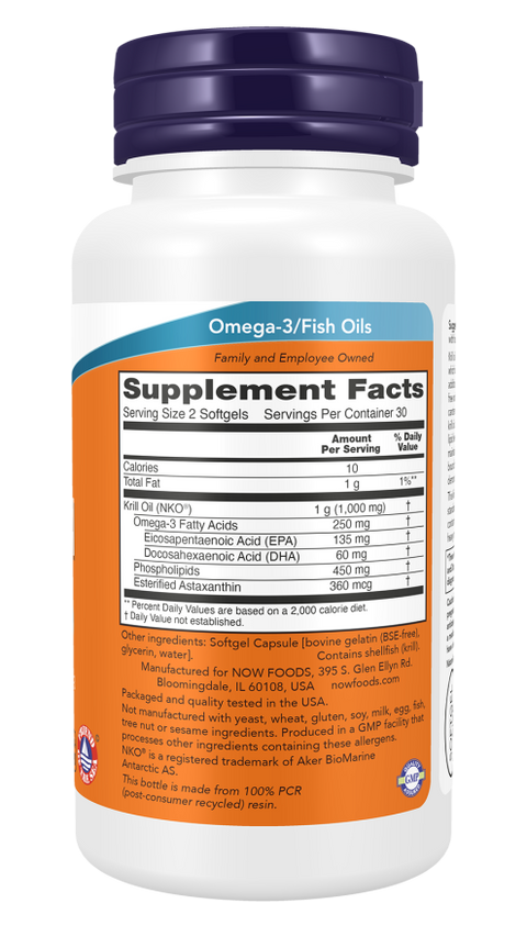 Óleo de krill 500 mg NOW Foods – 60 cápsulas moles – imagem 2