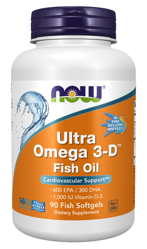 Ómega 3 com vitamina D3 Ultra Omega 3-D NOW Foods – 90 cápsulas moles