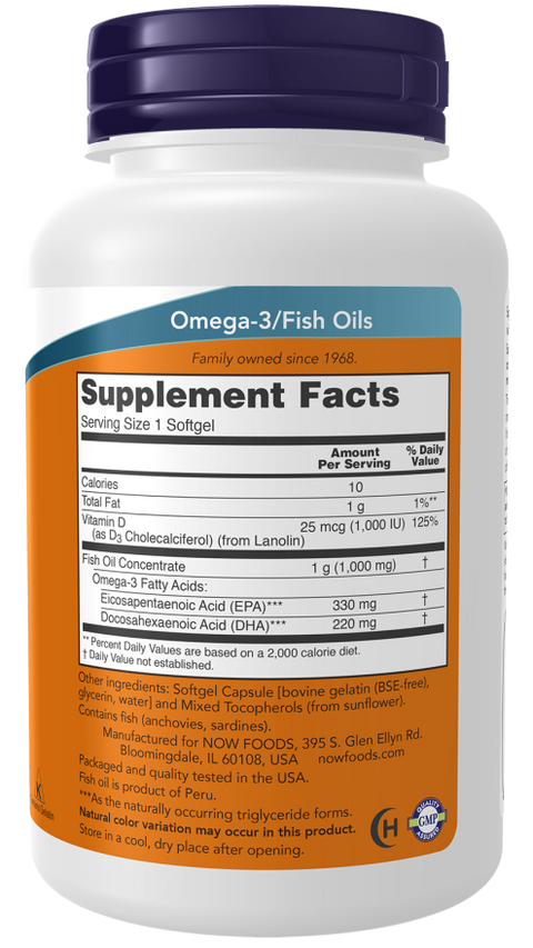 Ómega 3 em triglicéridos com vitamina D3 Tri-3D Omega NOW Foods – 90 cápsulas moles – imagem 2