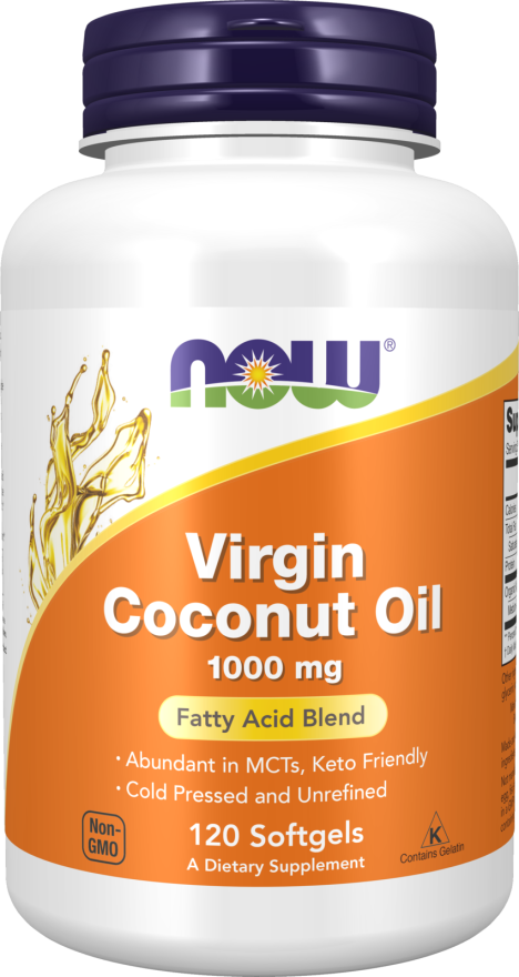 Óleo de coco virgem biológico 1000 mg NOW Foods – 120 cápsulas moles