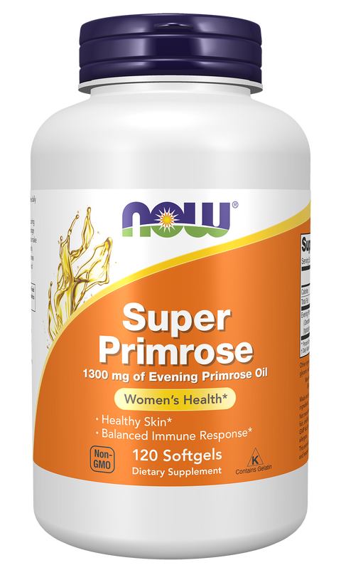 Óleo de onagra Super Primrose 1300 mg NOW Foods – 120 cápsulas moles