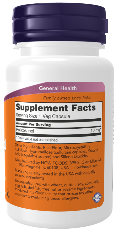 Policosanol 10 mg NOW Foods – 90 cápsulas vegetais – imagem 2