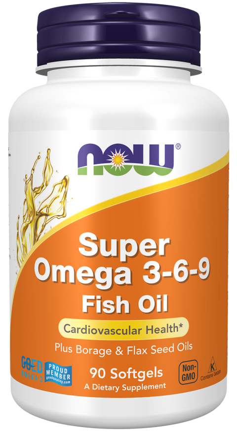 Ómega 3 6 9 com óleo de peixe Super Omega 3-6-9 NOW Foods – 90 cápsulas moles