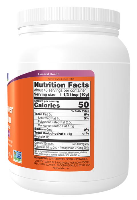 Lecitina de girassol em pó NOW Foods – 454 g – imagem 2