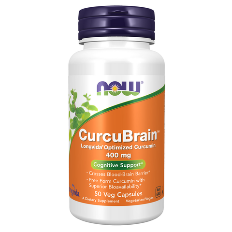 Curcumina CurcuBrain 400 mg NOW Foods – 50 cápsulas vegetais