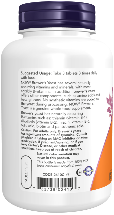Levedura de cerveja 650 mg NOW Foods – 200 comprimidos – imagem 3