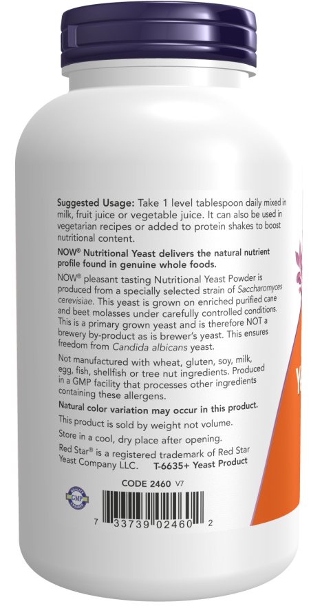 Levedura nutricional em pó NOW Foods – 284 g – imagem 3