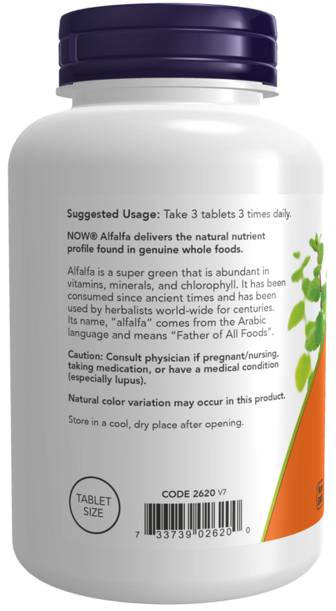 Alfalfa 650 mg NOW Foods – 250 comprimidos – imagem 3