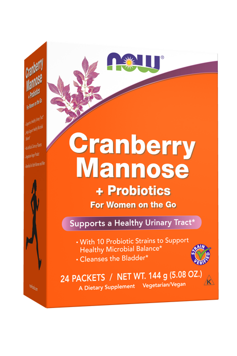 Cranberry com D-manose e probióticos NOW Foods – 24 saquetas