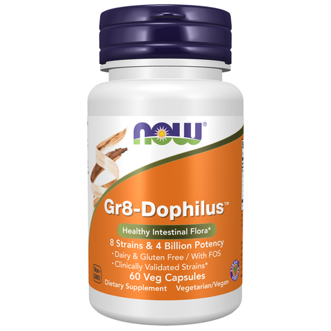 Gr8-Dophilus NOW Foods – probiótico com 8 estirpes, 60 cápsulas vegetais