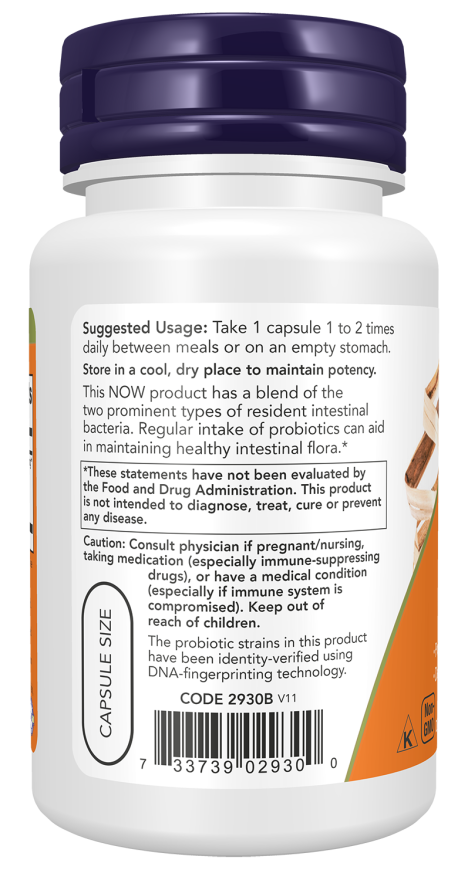 Acidophilus e bifidus 8 mil milhões UFC NOW Foods – 120 cápsulas vegetais – imagem 3