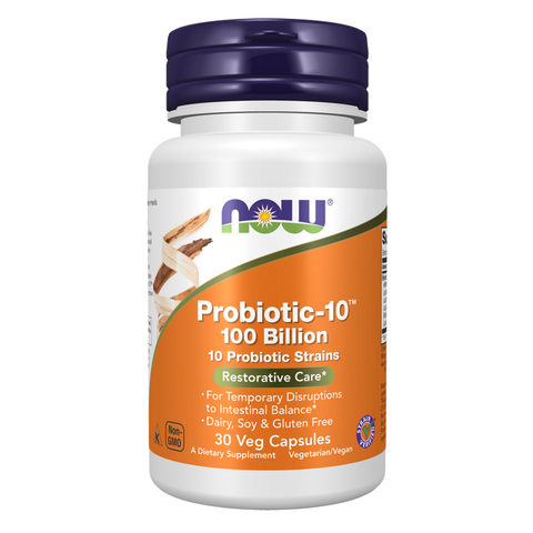 Probiótico 100 mil milhões Probiotic-10 100 Billion NOW Foods – 30 cápsulas vegetais