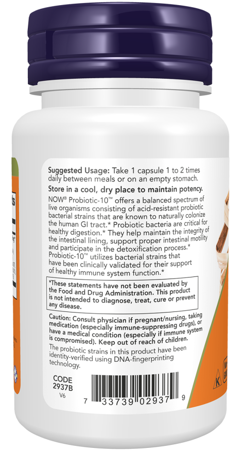 Probióticos Probiotic-10 25 Billion NOW Foods – 30 cápsulas vegetais – imagem 3