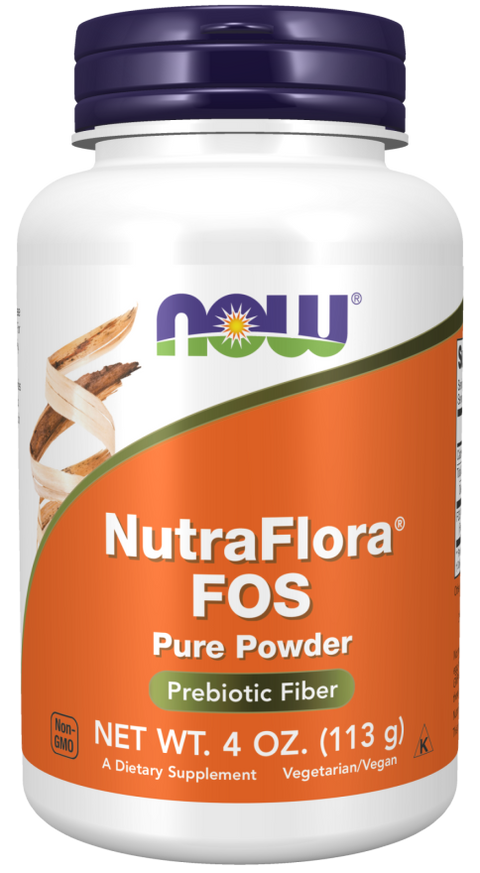 FOS NutraFlora fruto-oligossacarídeos em pó NOW Foods – 113 g