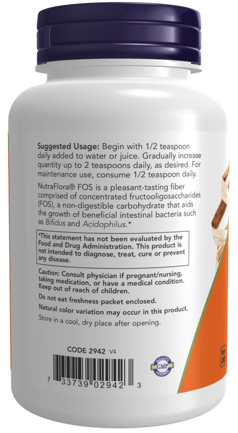FOS NutraFlora fruto-oligossacarídeos em pó NOW Foods – 113 g – imagem 3