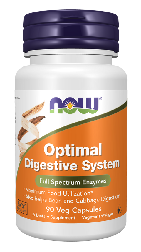 Enzimas digestivas Optimal Digestive System NOW Foods – 90 cápsulas vegetais