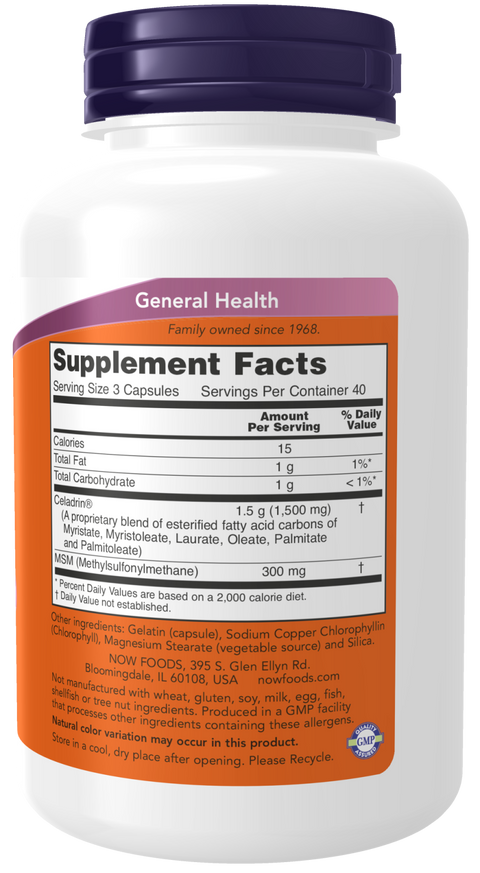 Celadrin e MSM 500 mg NOW Foods – 120 cápsulas – imagem 2