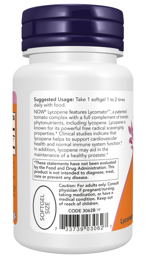 Licopeno 20 mg NOW Foods – 50 cápsulas moles – imagem 3