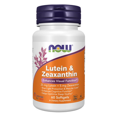 Luteína e zeaxantina 25 mg + 5 mg NOW Foods – 60 cápsulas moles