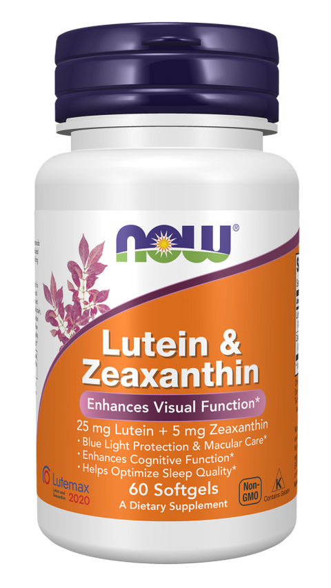 Luteína e zeaxantina 25 mg + 5 mg NOW Foods – 60 cápsulas moles
