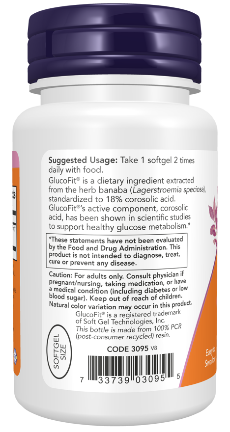 Extrato de banaba NOW Foods GlucoFit – 60 cápsulas moles – imagem 3