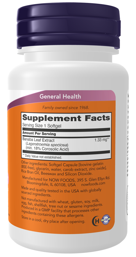 Extrato de banaba NOW Foods GlucoFit – 60 cápsulas moles – imagem 2