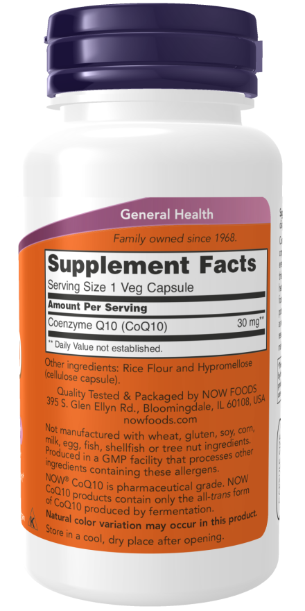 Co-Enzima Q10 30mg 60 Caps Now Foods — Energia Celular