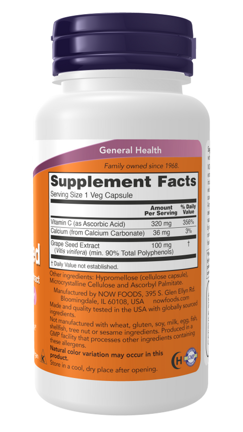 Extrato de semente de uva 100 mg NOW Foods – 100 cápsulas vegetais – imagem 2
