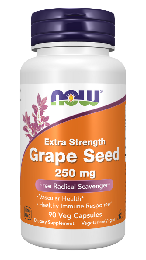 Extrato de semente de uva 250 mg Extra Strength NOW Foods – 90 cápsulas vegetais
