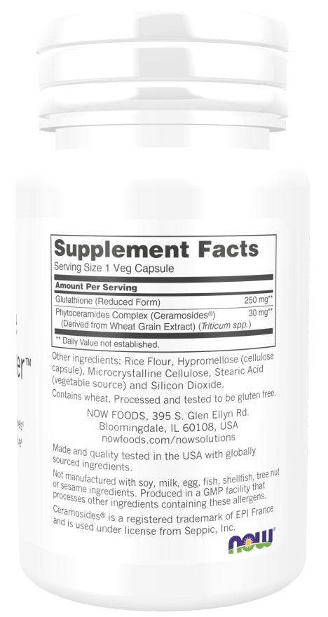 Glutationa com ceramidas NOW Foods – 30 cápsulas vegetais – imagem 2