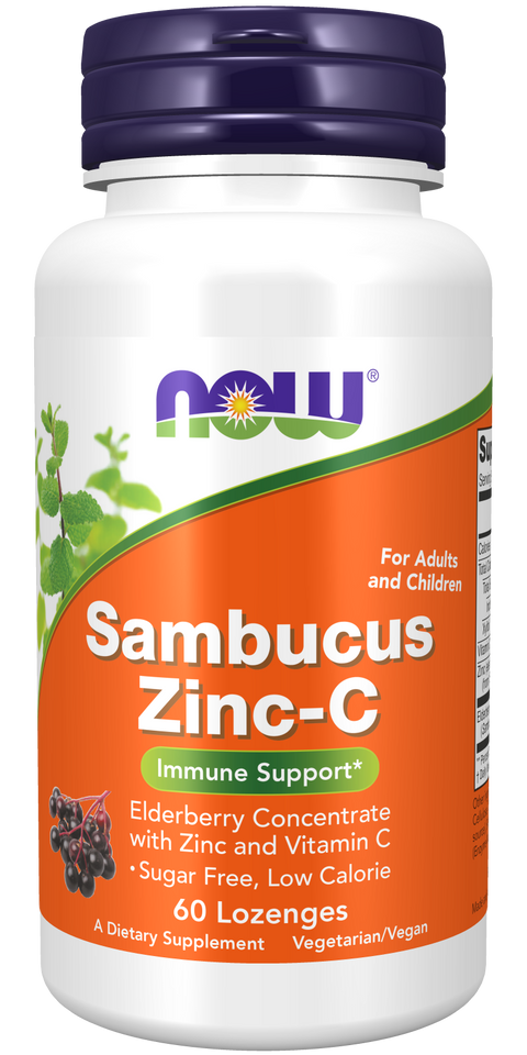 Sabugueiro com zinco e vitamina C Sambucus Zinc-C NOW Foods – 60 pastilhas