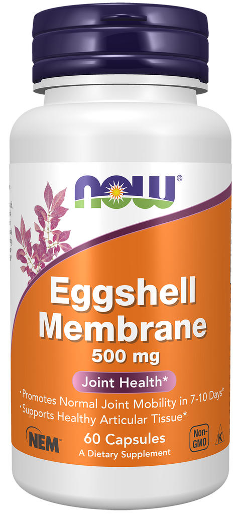 Membrana de casca de ovo 500 mg NOW Foods – 60 cápsulas