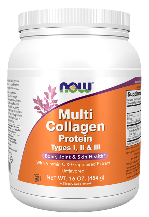 Colagénio em pó tipos I, II e III NOW Foods – 454 g
