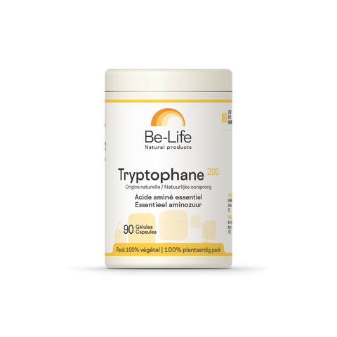 Tryptophane 200 Be-Life, embalagem de 90 cápsulas de L-triptofano natural