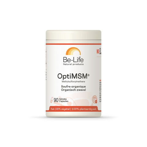 Opti-MSM 800 Be-Life, embalagem de 90 cápsulas de MSM (metilsulfonilmetano)