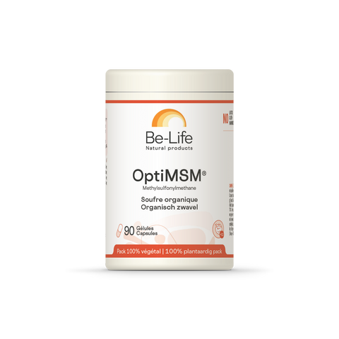 Opti-MSM 800 Be-Life, embalagem de 90 cápsulas de MSM (metilsulfonilmetano)