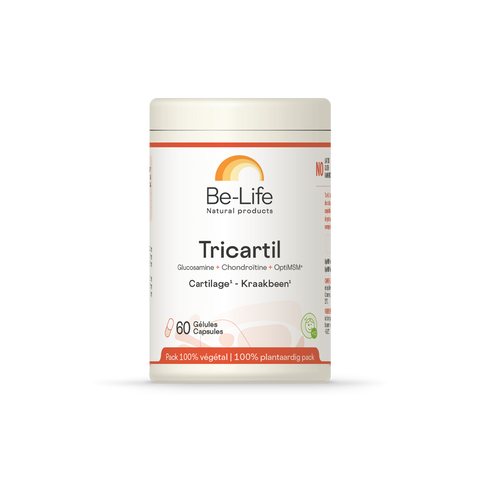 Tricartil Be-Life, embalagem de 60 cápsulas com condroitina, glucosamina, MSM e vitamina C