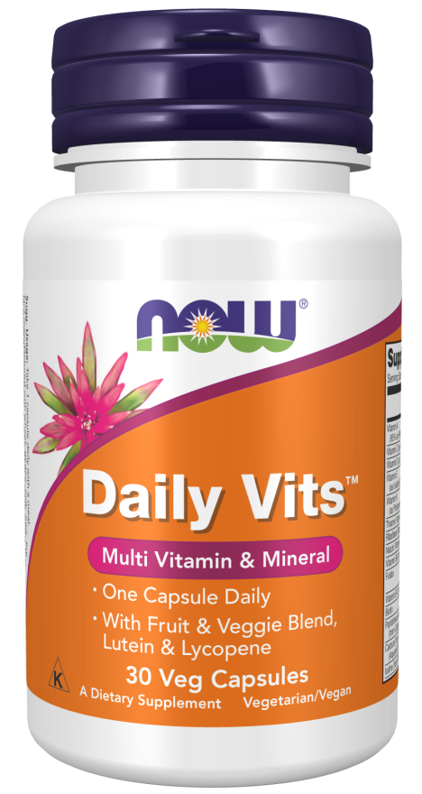 Multivitamínico vegano Daily Vits NOW Foods – 30 cápsulas vegetais