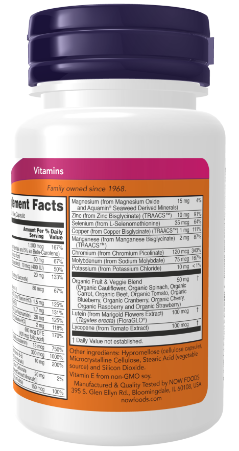 Multivitamínico vegano Daily Vits NOW Foods – 30 cápsulas vegetais – imagem 3