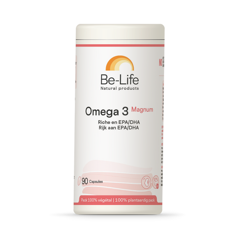 Omega 3 Magnum Be-Life, embalagem de 90 cápsulas de óleo de peixe com EPA e DHA