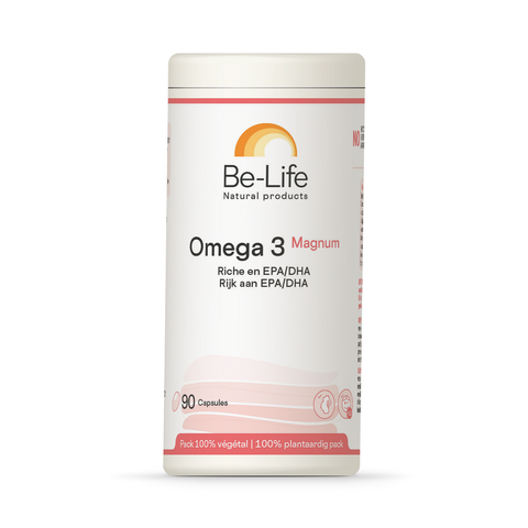 Omega 3 Magnum Be-Life, embalagem de 90 cápsulas de óleo de peixe com EPA e DHA