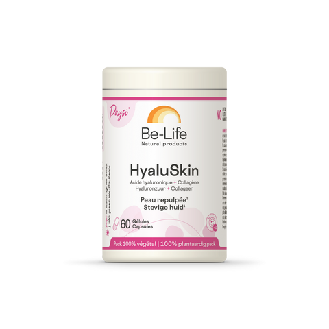 HyaluSkin Be-Life, embalagem de 60 cápsulas com ácido hialurónico, colagénio marinho e coenzima Q10