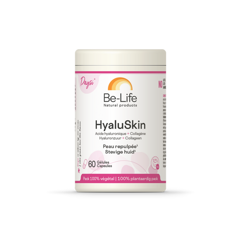 HyaluSkin Be-Life, embalagem de 60 cápsulas com ácido hialurónico, colagénio marinho e coenzima Q10