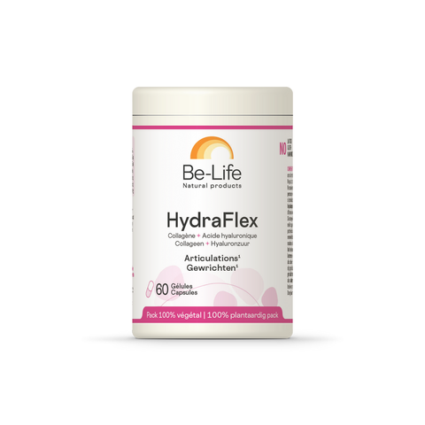 HydraFlex Be-Life, embalagem de 60 cápsulas com colagénio tipo II, ácido hialurónico e MSM