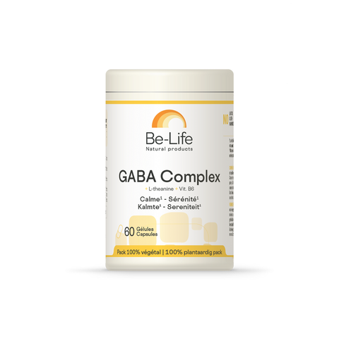 GABA Complex Be-Life, embalagem de 60 cápsulas com GABA, L-teanina e vitamina B6